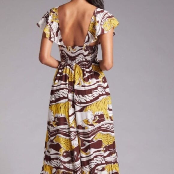 Anthropologie ruffled maxi Jaguar print M - Picture 2 of 8